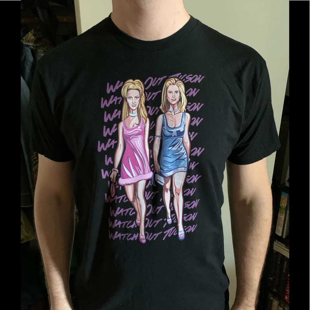 Romy & Michelle cartoon Tee - Large